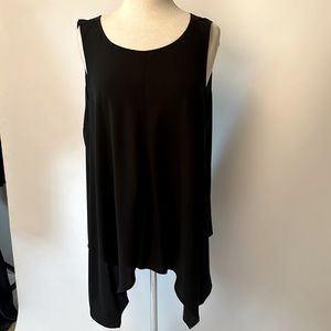 Mint Condition Eileen Fisher black XL, 100% silk, asymmetrical top